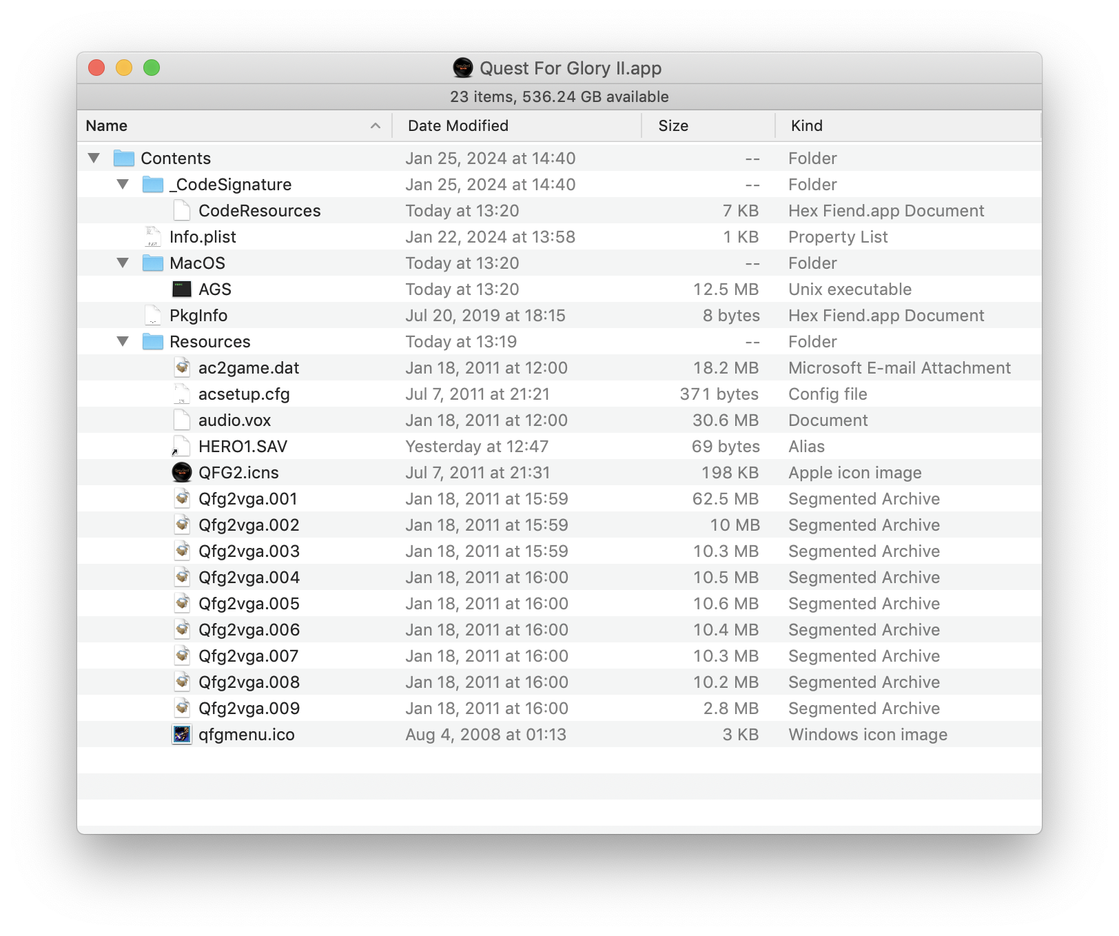 File structure of the AGS port of Quest for Glory II